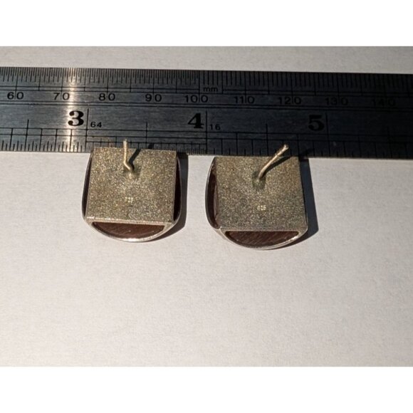 Geometric Chic Sterling 925 Silver Amber Earrings - Picture 7 of 11